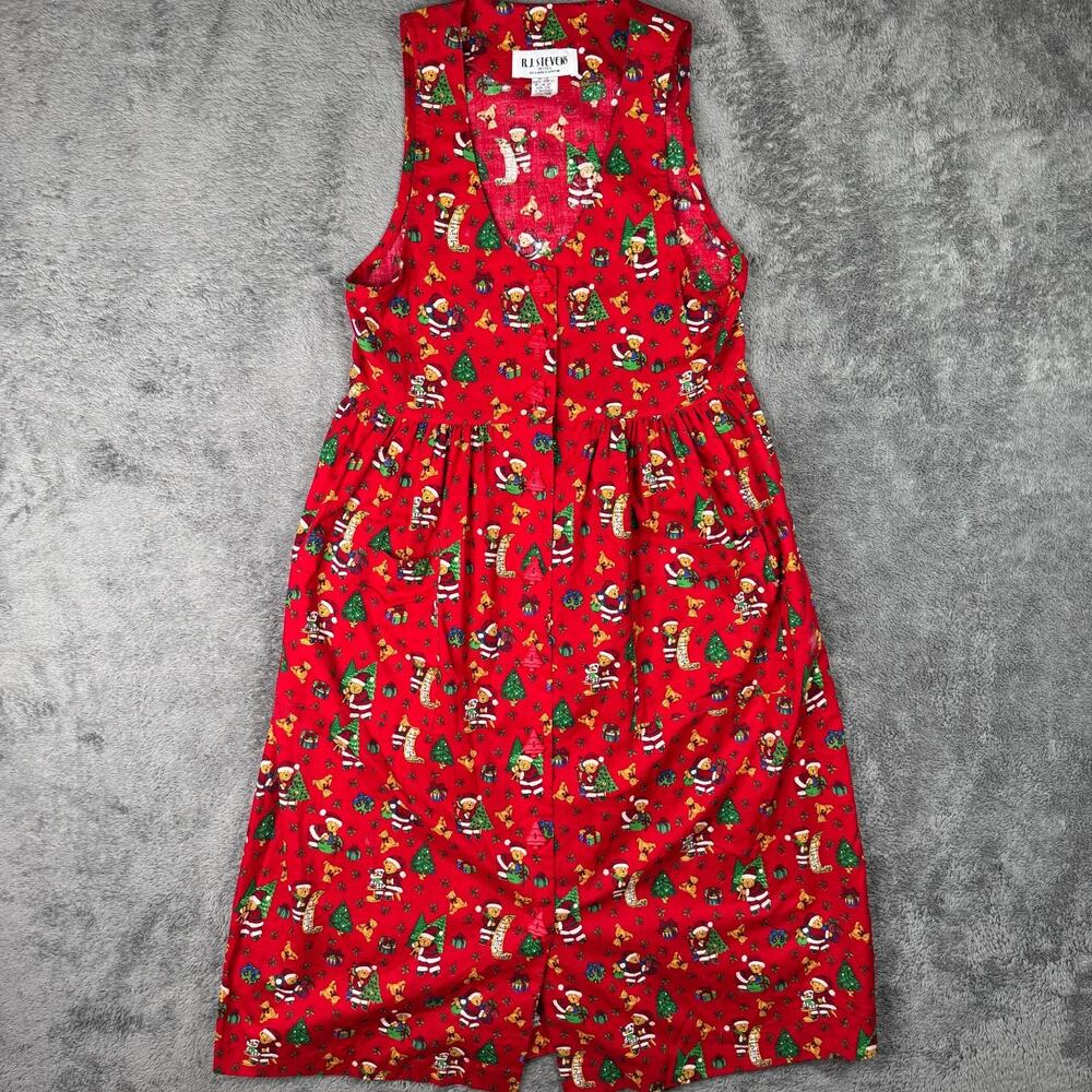 VTG 80s RJ Stevens by Carol Escritor Petites Christmas Holiday Dress 6 Red Teddy